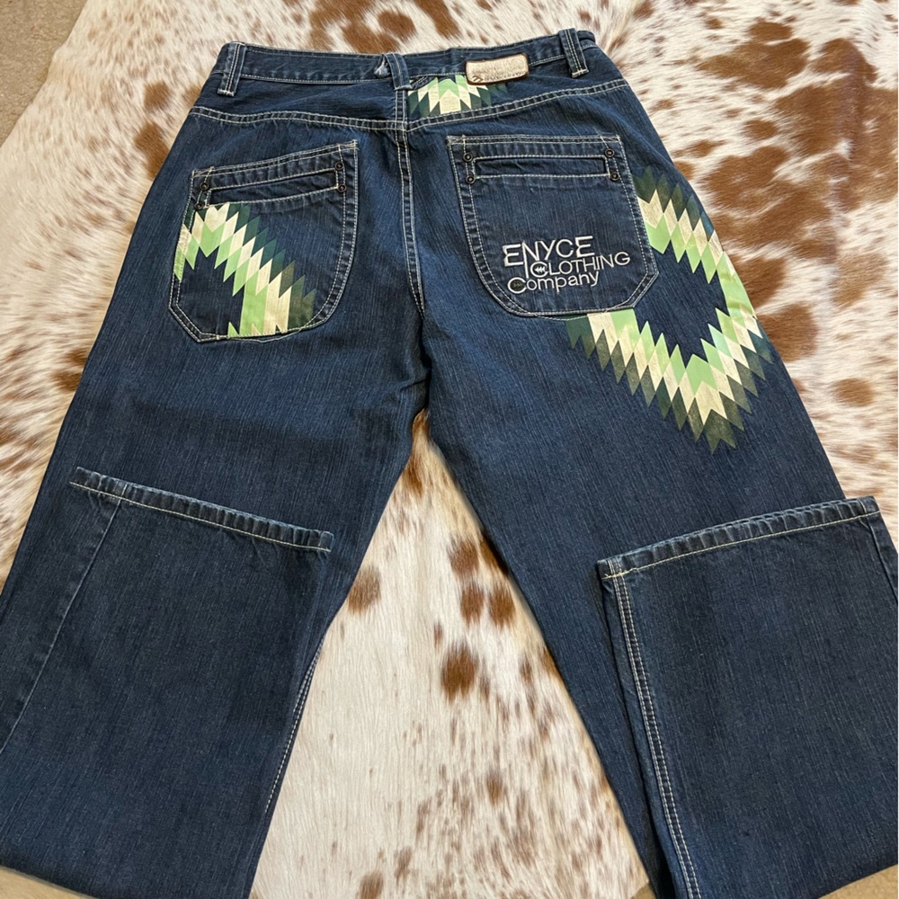 Enyce Jeans with Vibrant Green Pattern